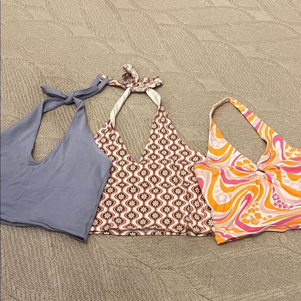 Stylish Women's Halter Tops - Blue, Brown, and Pink